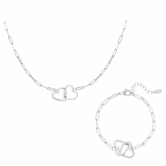Combi - Schakel hart ketting & armband
