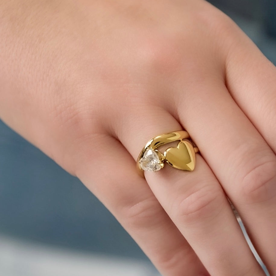 Ring hart en steen