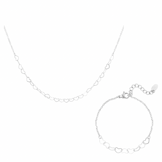 Combi - Connected hearts ketting & armband